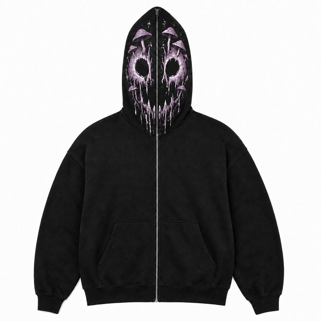 Halloween Cosplay Face Printed Long Sleeve Hoodie Men's and Women's Fashionable Casual Sports Top