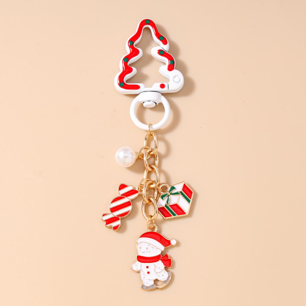Fashion Christmas Keychain Women Girls Snowman Elk Key Ring Pendants for Handbag Decor DIY Key Chain New Year Gifts