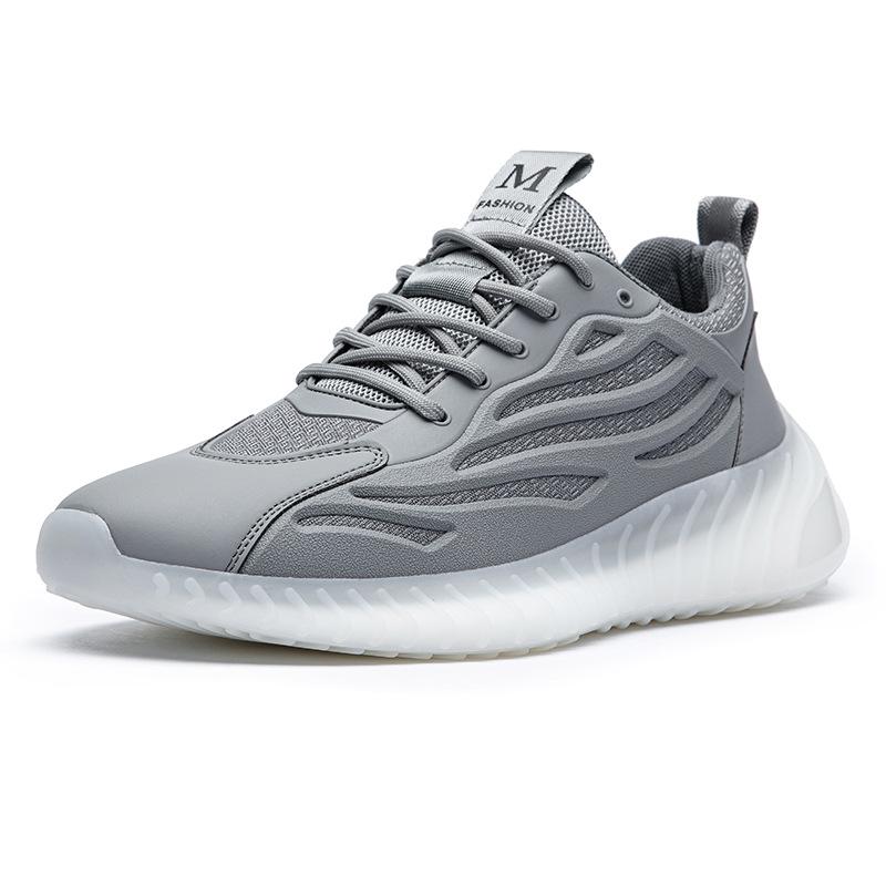 

Mesh sneakers men s 2025 spring new soft-soled lightweight running shoes Korean version thick-soled inner height-increasing dad shoes men 44 серый