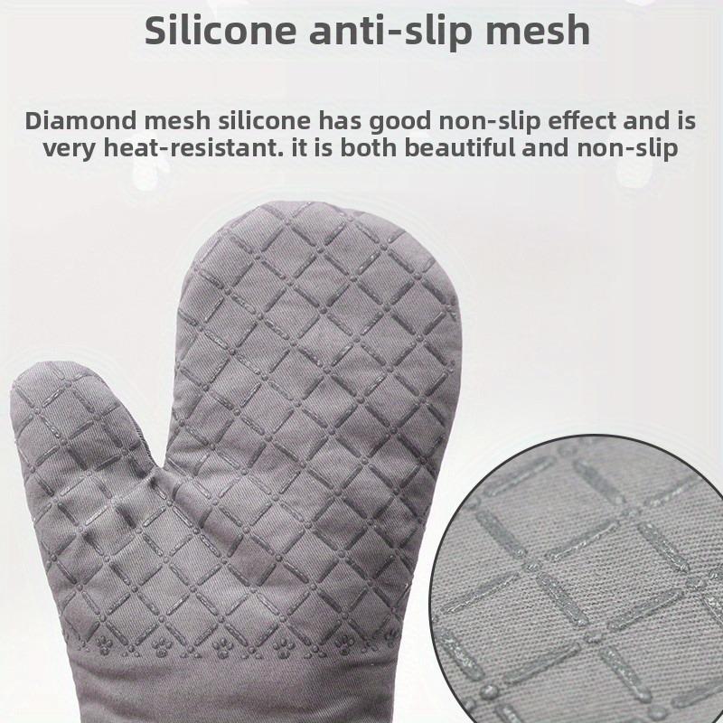 1 Glove Plus 1 Mat Pure Cotton Silicone Thermal Insulation Gloves Non-slip and High Temperature Resistance