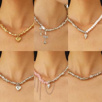 Elegante Onregelmatige Geometrische Hart Hanger Ketting in Zilver voor Vrouwen