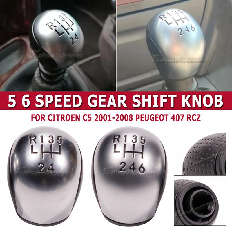 Hight Quality Gear Shift Knob Manual 6/5 Speed Gear Shift Knob Plastic For Citroen C5 2001-2008 Peugeot 407 RCZ Shifter Handle