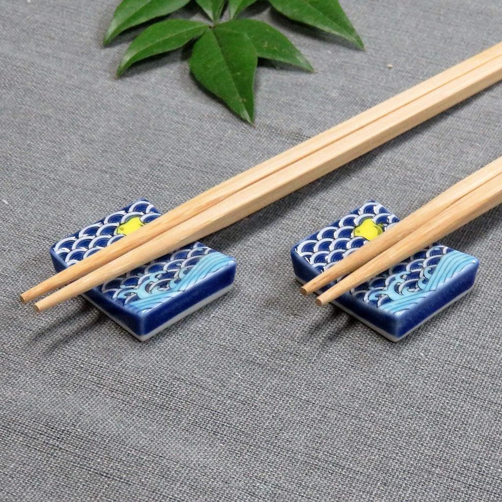 Stylish Kutani Ware Pair Chopstick Rest Chidori Cutlery Made In Japan Set, Pattern, Ceramic, Rest,