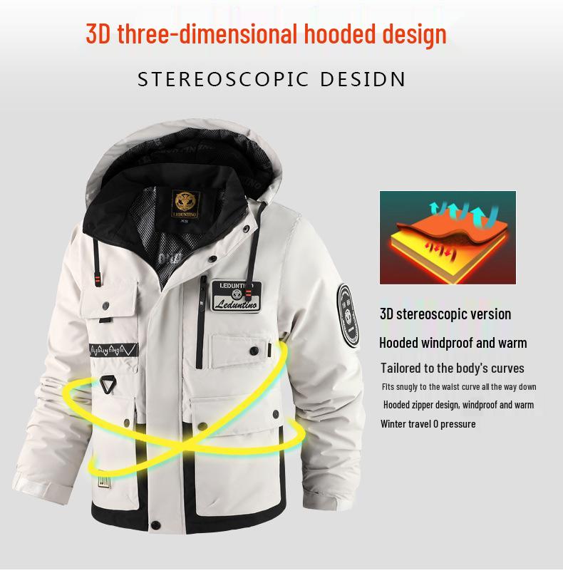 Men's Thickened Waterproof Hooded Cotton Coat - Outdoor Winter Warm, Plus Size Jacket