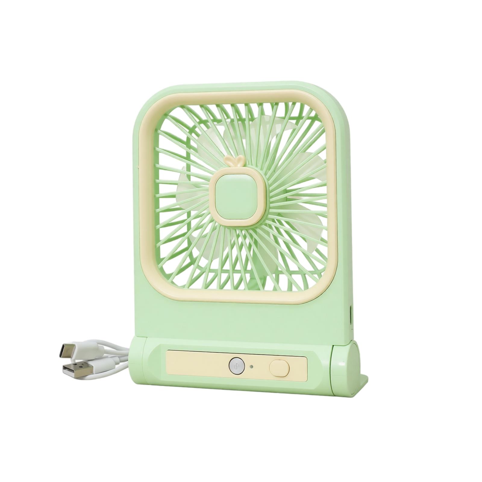 Square Ear USB Desk Fan 3 Portable Rechargeable Fan Wall for Home Outdoor , Compact and Lightweight one size зелёный