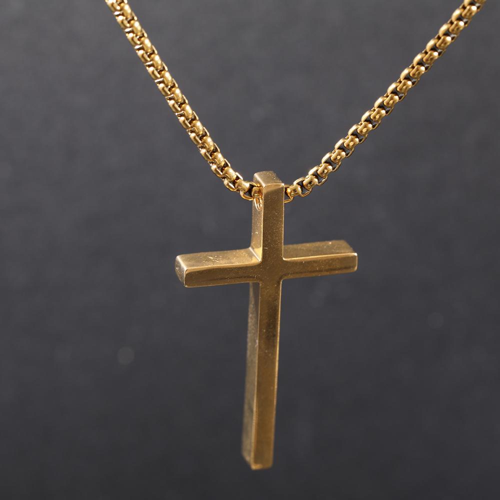Men's Hip-Hop Style Light Surface Cross Necklace - Trendy Fashion Accessory