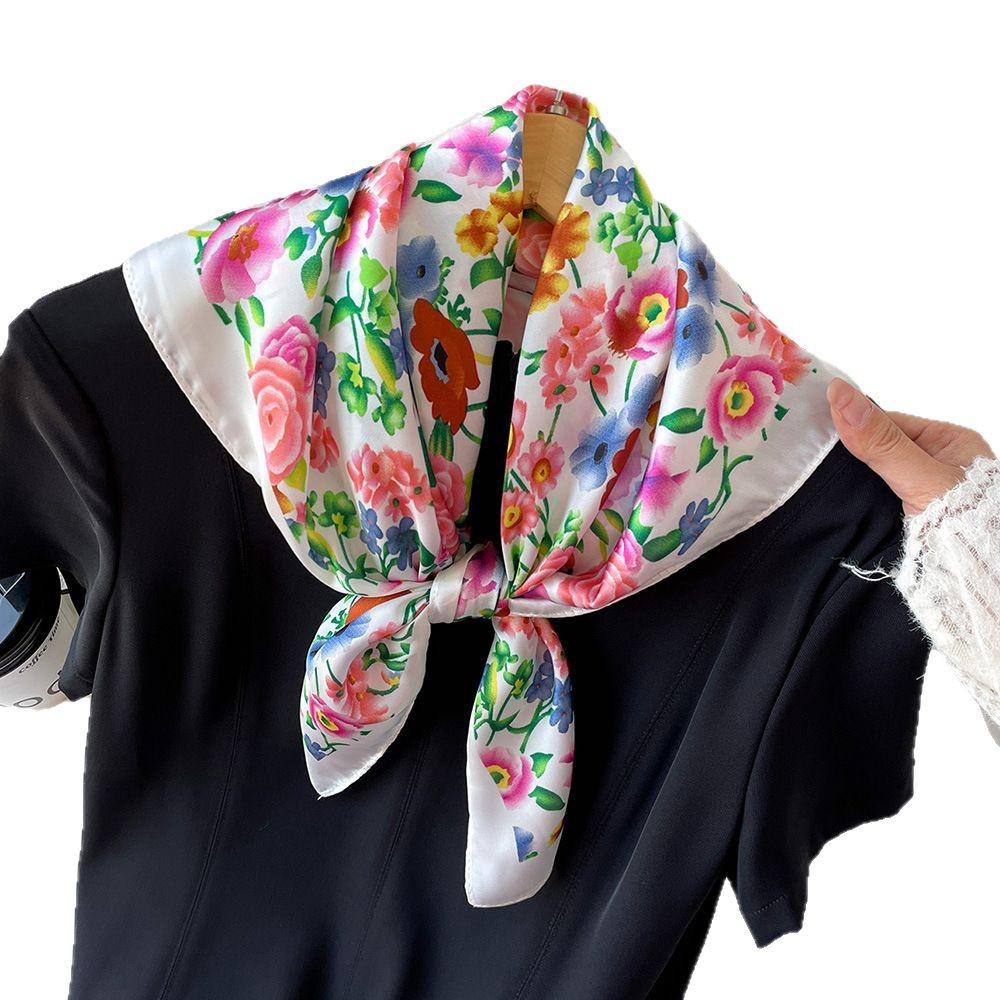 High-end wholesale thin small square scarf, imitation silk scarf, size 71, satin headscarf, versatile decorative shawl