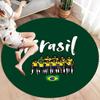 Brazil National Football Team Round Area Rug,Carpet Rug for Living Room Bedroom Sofa Playroom Decor,Non-slip Floor Mat