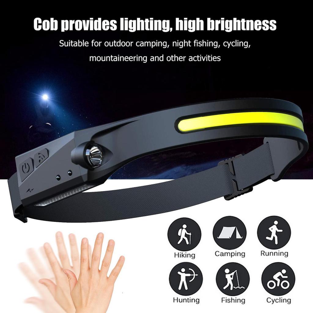 XPE COB LED Sensor Head Lamp Induction Headlamp Built-in Battery Flashlight USB Rechargeable Head Torch 350LM Lighting Headlight
