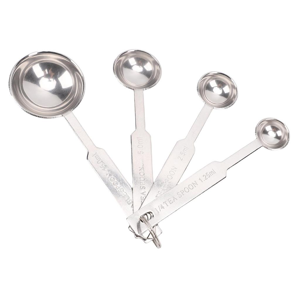 4PCS Stainless Steel Measuring Spoons Cups Set Small Tablespoon Teaspoon for Measuring Dry Liquid Ingredients Kitchen