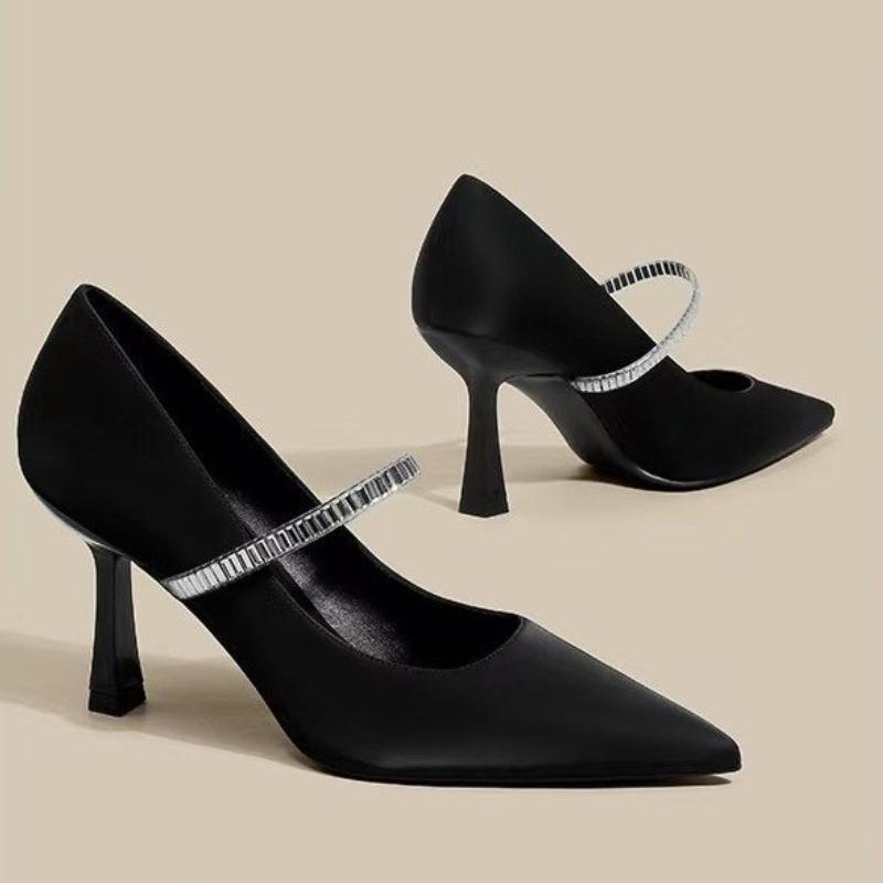 Size 2026 New Pointed Stiletto Heel Pumps Women Shoes Small Size Shallow Mouth Commuting Thin Heel Black Work Shoes