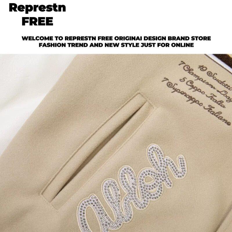 Tide Brand AC Milan Embroidery Leather Sleeve Baseball Jacket