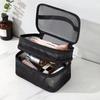 1pc-Double Layer Mesh Makeup Bag, Large Capacity Travel, Simple and Portable Toiletry Bag, Hand-held Cosmetics Storage Bag