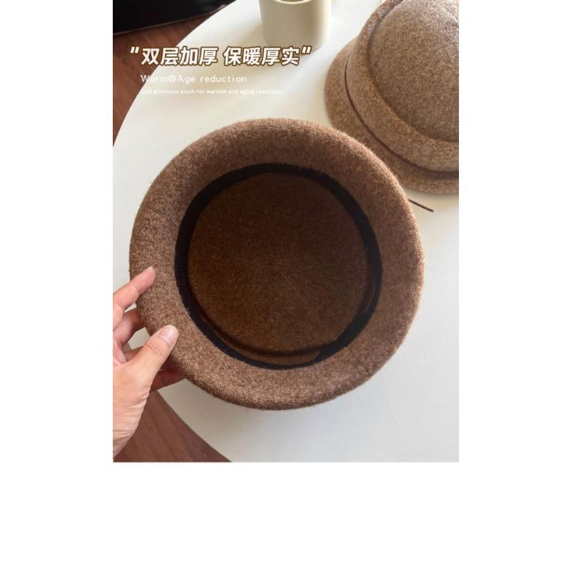 Vintage Hepburn Style Black Round Top Bucket Hat For Women