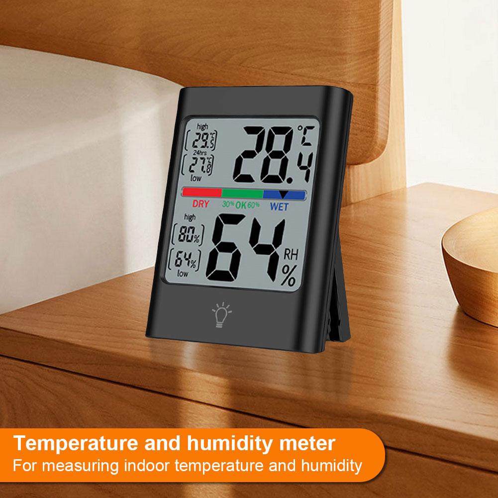 Indoor Thermometer Backlight Magnetic Thermometer Hygrometer Large Screen Temperature and Humidity Monitor for Home Office