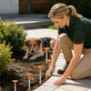 Property Line Markers 12 Inch Heavy Duty Survey Stakes Boundary Flags with High Visibility Reflective Tops for Lawn Garden Fence