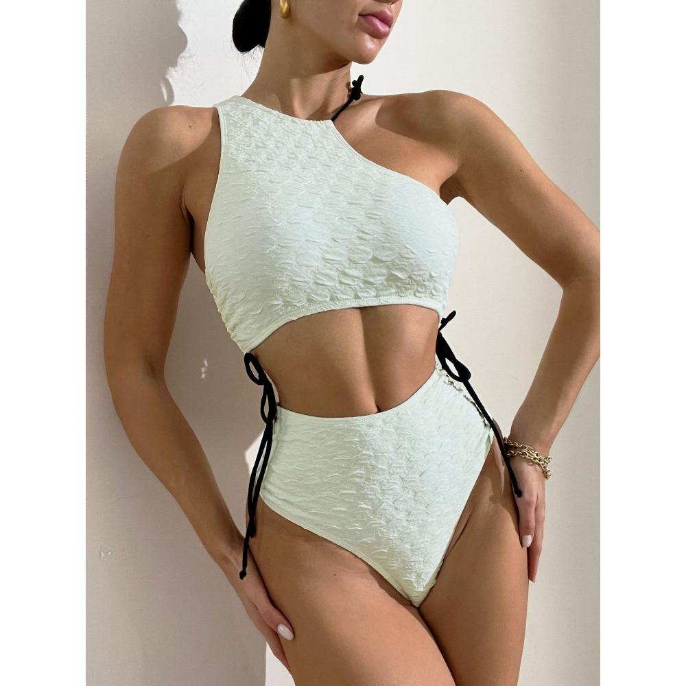 Solid Color European and American Sexy Tight-fitting Swimsuit Waist Durable One-piece Swimsuit