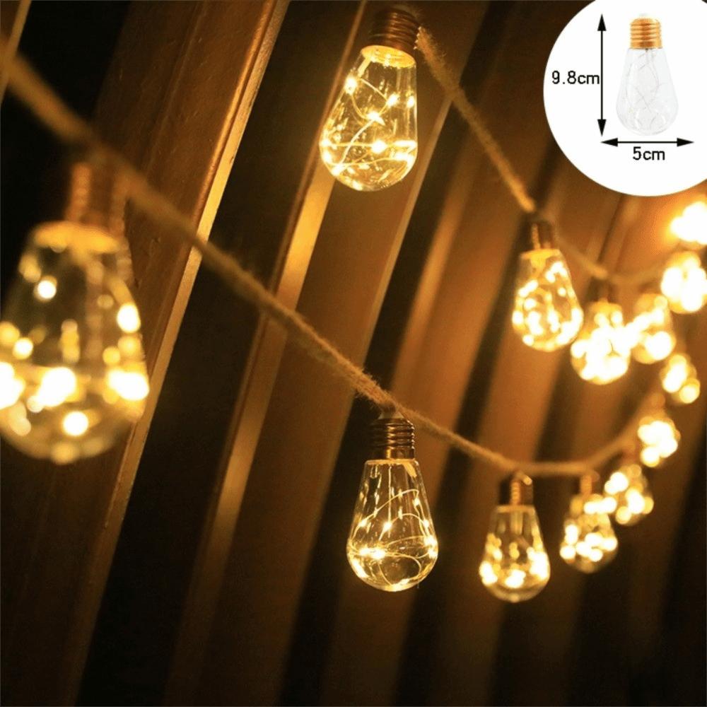 10/16 LED Solar-Lichterkettenbirnen mit Hanfseil Lichterkette Party-Dekoration