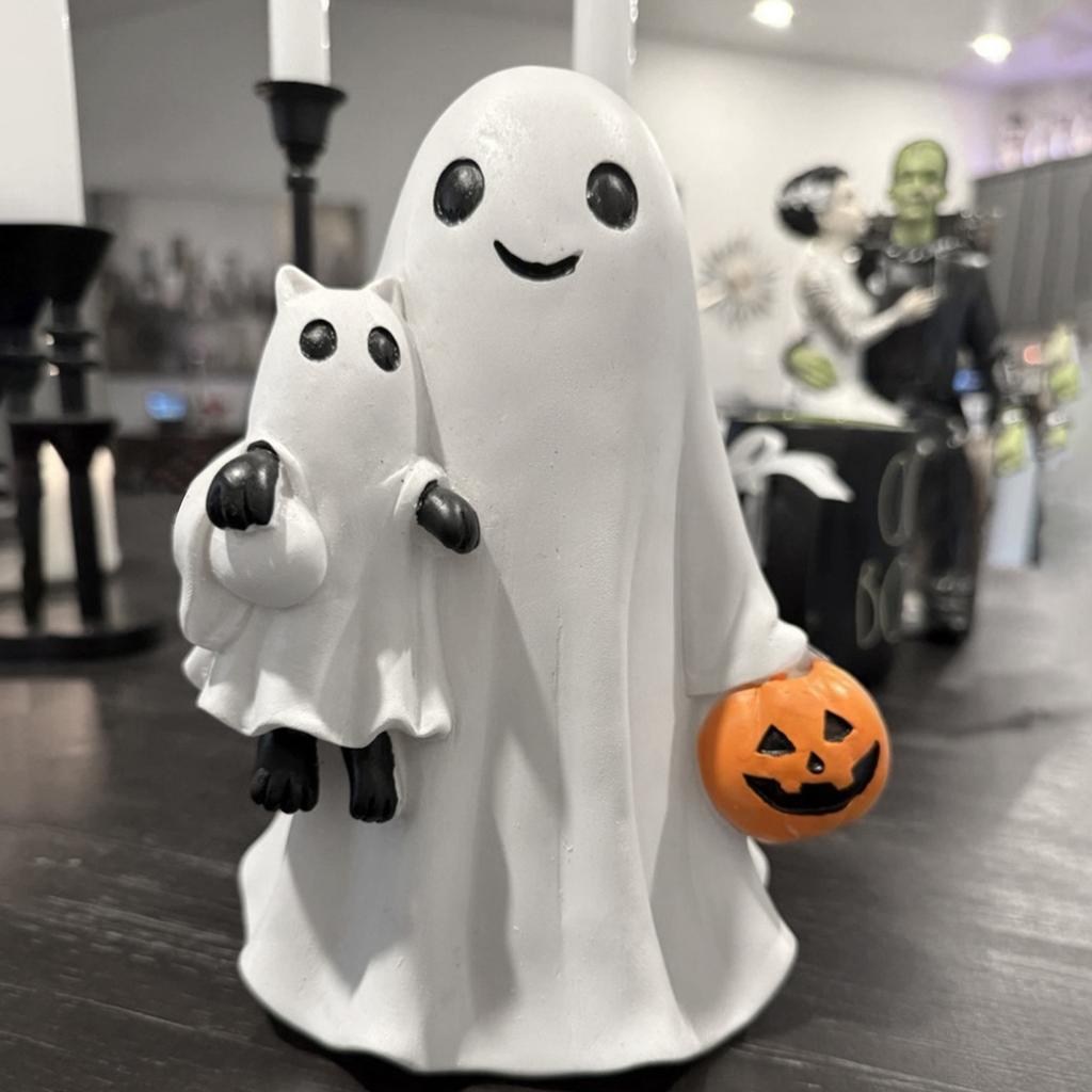 Halloween Geist Haustier Ornament Harz Deko für Zuhause Party Feiertag Gruselige Figur Lustige Armaturenbrett Deko Autoinnenraumzubehör