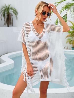 Damen Sommer Sonnenschutz Schürzenkleid Cutout Kleid Sonnenschutzkleid Kurzarm Strandkleid