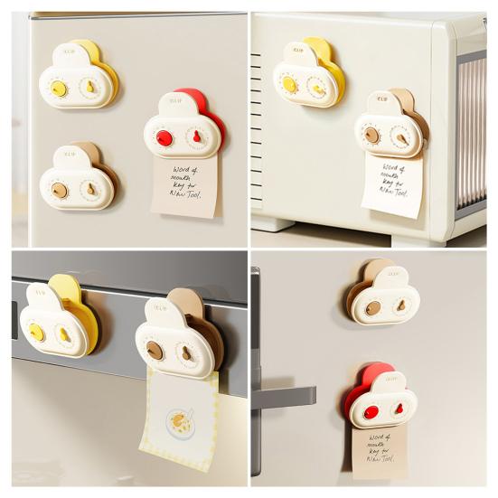 Magnetic Bag Sealing Clip with Timer Reusable Food Bag Clamp for Chips Snacks Freshness Keeper Cute Refrigerator Magnet Kitchen Fridge Organizer