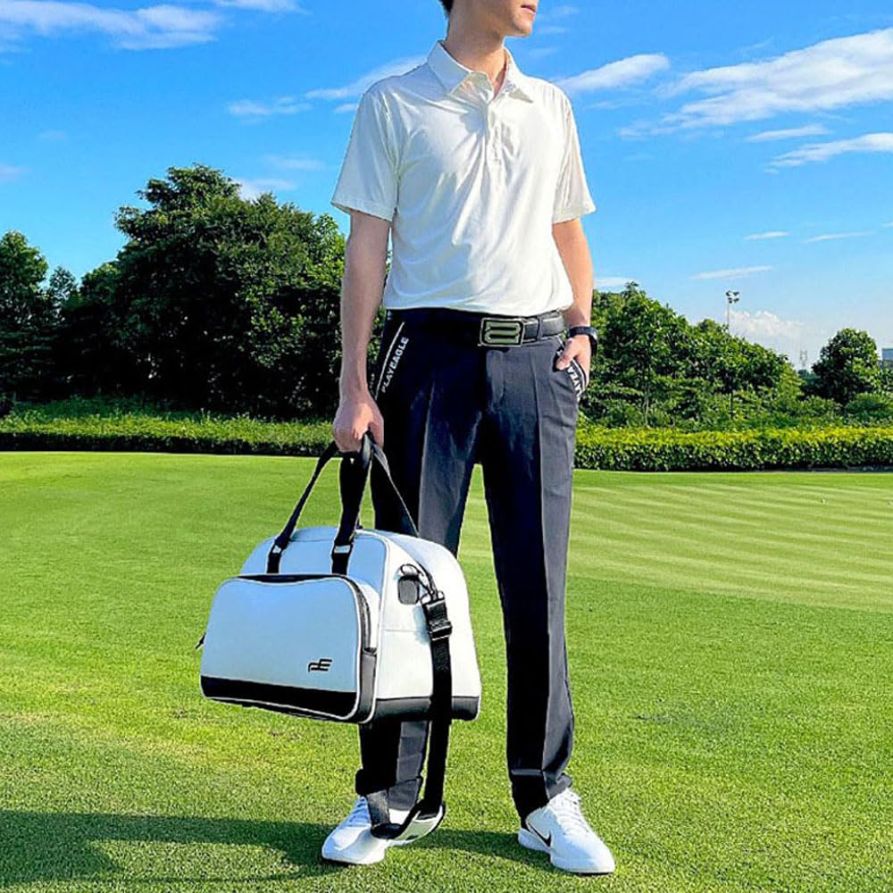 Men's Golf Boston Bag with Shoe Storage and Shoe Pocket IF-GF0340 White