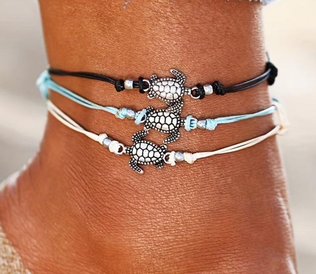 Vintage Hampetau Skilpadde Ankellenke: Håndvevd med antikk sølv skilpadde-anheng