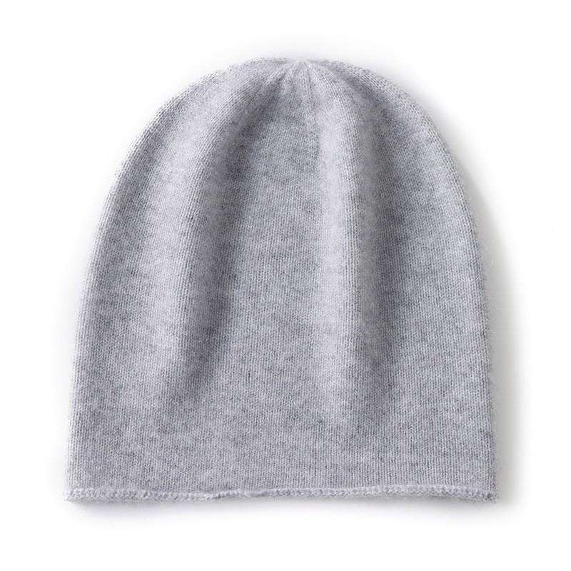 One-piece Thin Cashmere Knit Beanie Unisex Solid Color Versatile Warm Ear Protection Cold Hat
