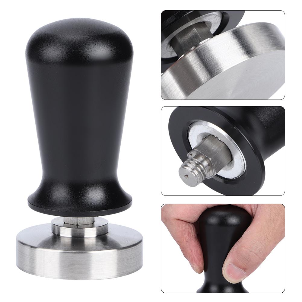 51mm Flacher Boden Edelstahl Feder Kaffee Tamper Pulver Stampfwerkzeug für Zuhause Kaffeehaus