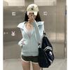 Jacket Women's Autumn and Winter Thin Shoulder Short Hooded Inner Waist Top
