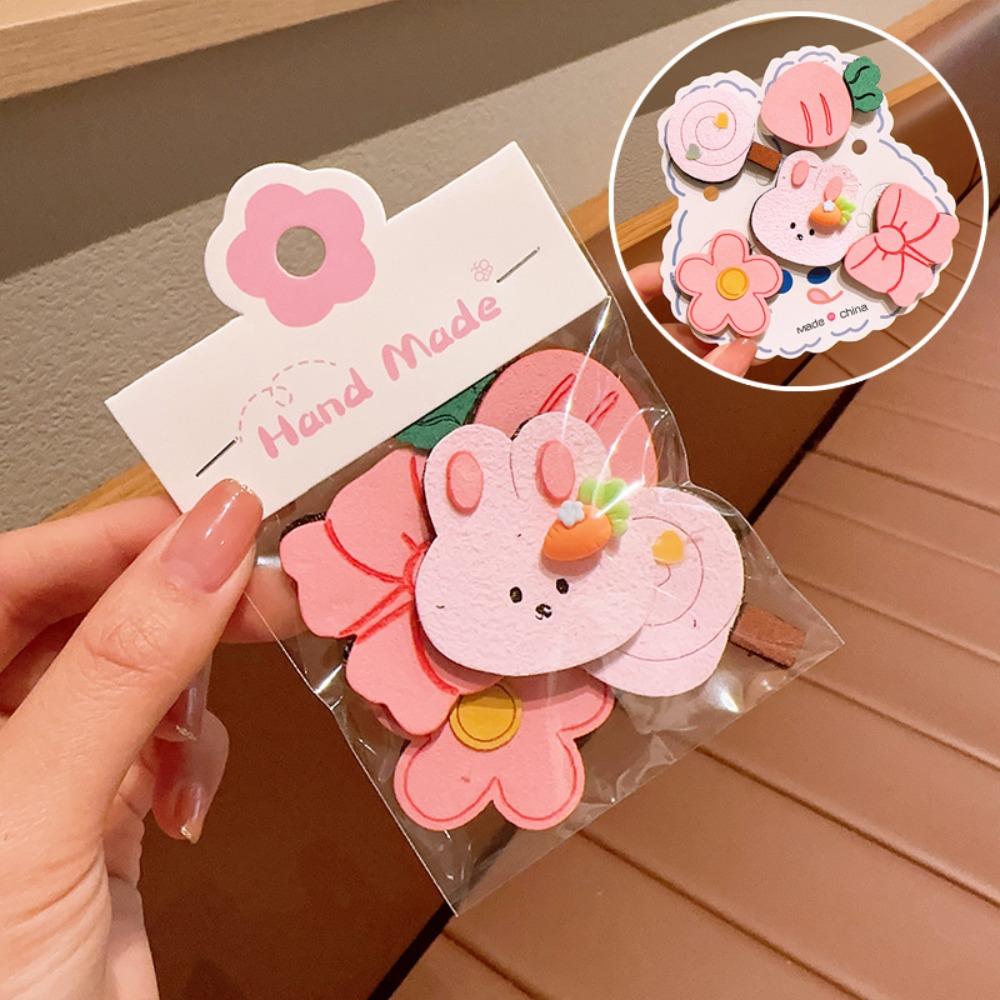 5Pcs/Set Cute Cartoon Hair Clip Not Hurt Hair Reusable Headwear Bangs Clips Gifts