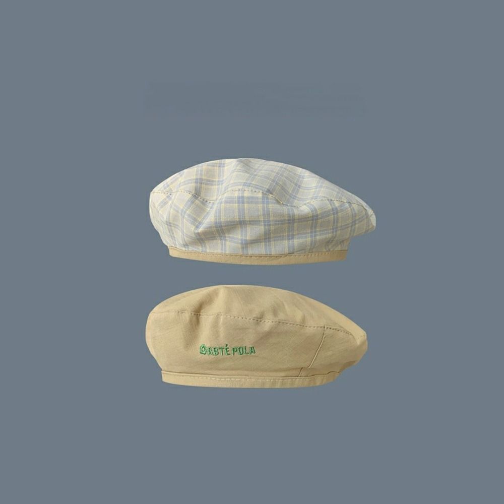 Double-sided Contrast Beret Hat Letter Embroidery Sun Hats Thin Versatile Painter Cap