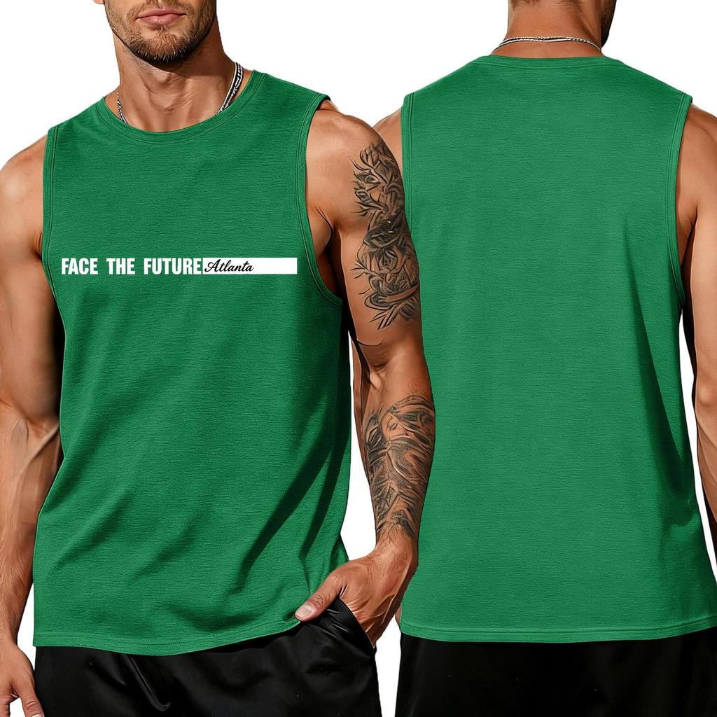 Men's Loose And Casual Trend Letter Pattern Printed Tank Top For Men, Men's Sporty Breathable Sleeveless Top