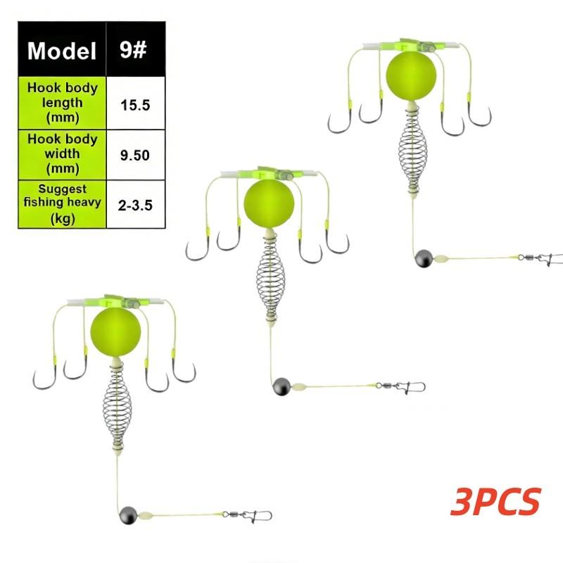 String Haak Visaas Kooi Vier Haken Koolstofstaal Lijn Groep Voeder Loodje Dobber Scherpe Vis Lente Vangst Kooi Zee Gereedschap 3PCS 9#