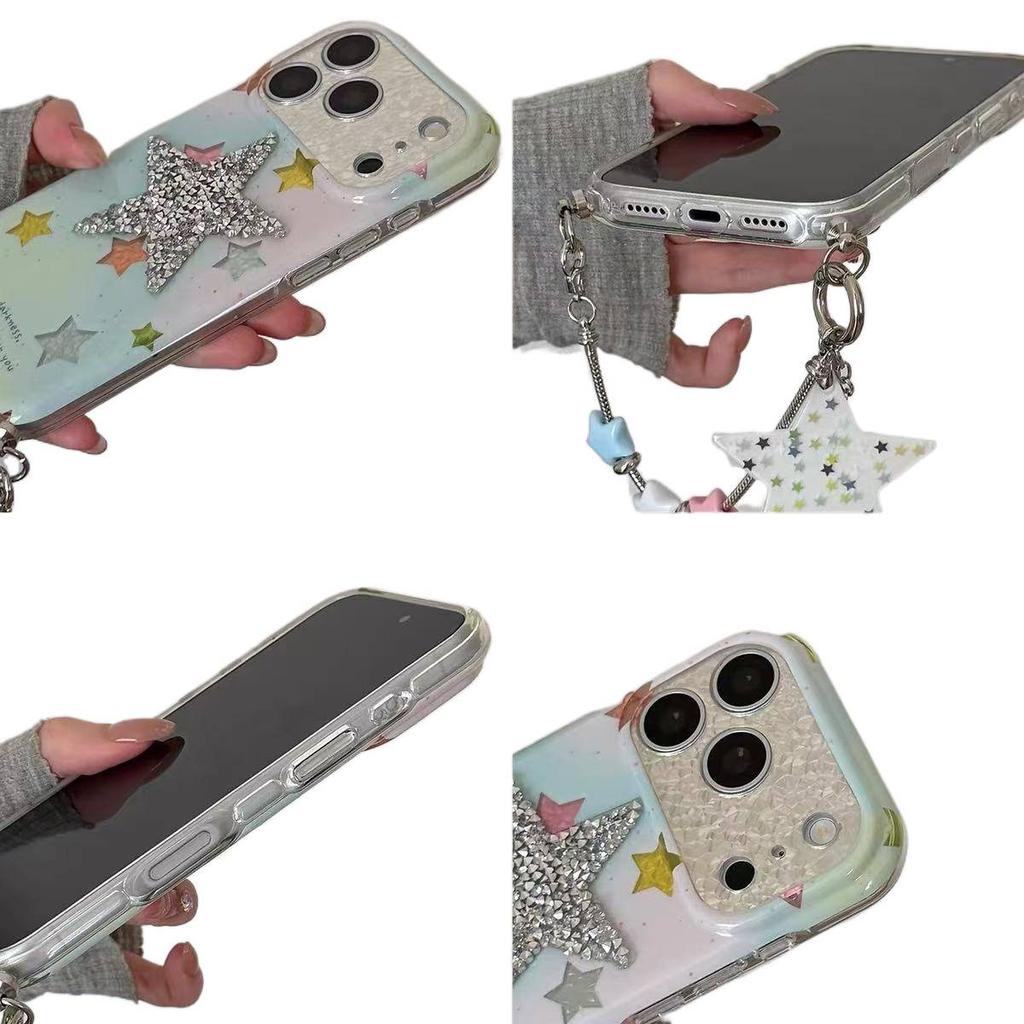 Simple Smudge Silver Diamond Star Ins15 Suitable for 17pro Apple 17ProMax Mobile Phone Case iPhone16Pro