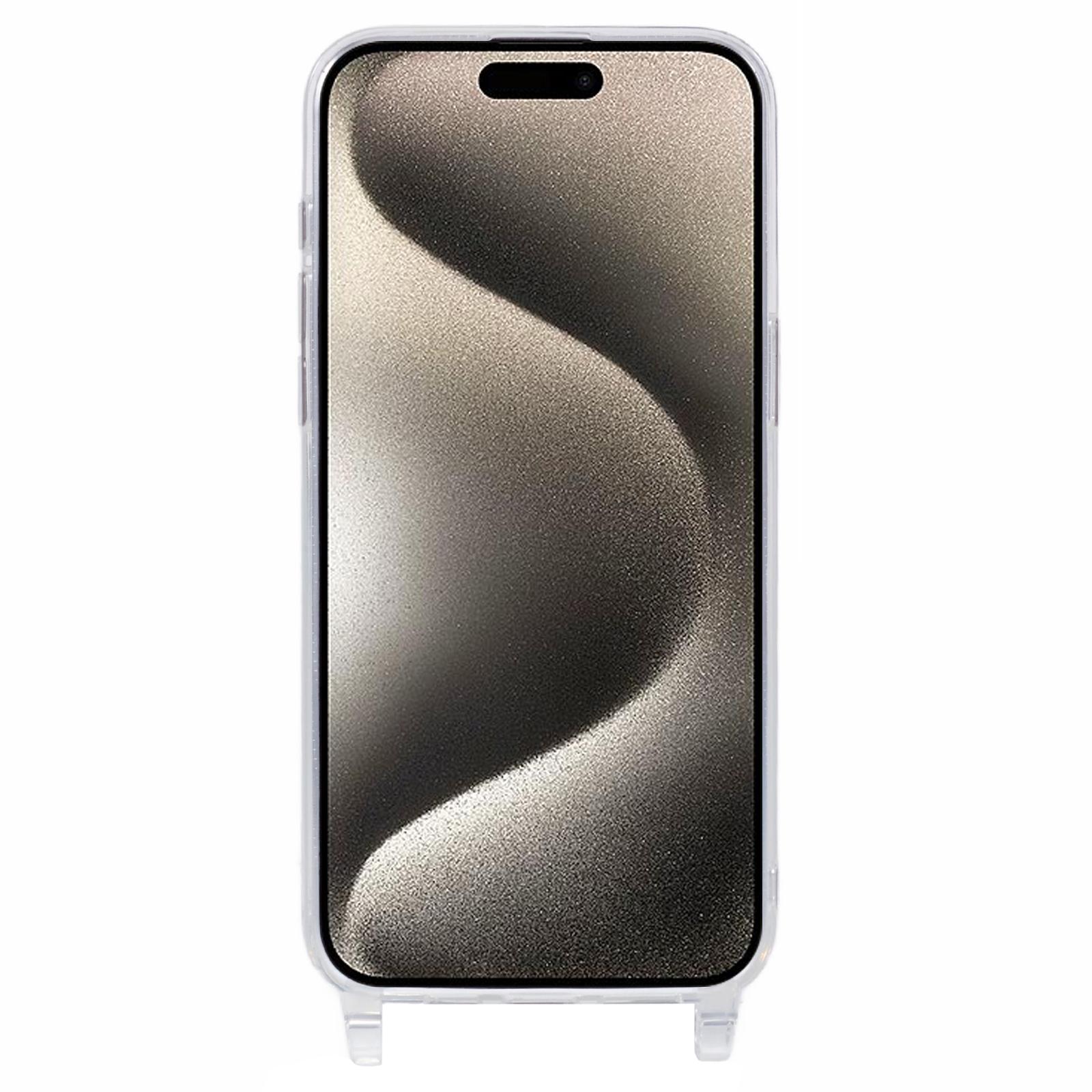 

For iPhone 15 Pro Max Case TPU 1.8mm Clear Phone Cover with Lanyard Holes Style A