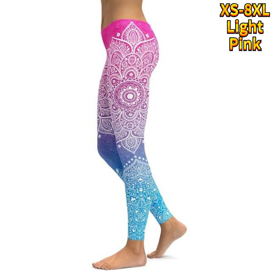 Pantaloni da yoga elasticizzati da donna con stampa di loto arancione, fitness, corsa, palestra, sport, pantaloni attivi
