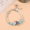 Original Handmade Turquoise Tibetan Silver Small Fish Bracelet Bohemian Retro Personality Bells Miao Silver Bracelet Women