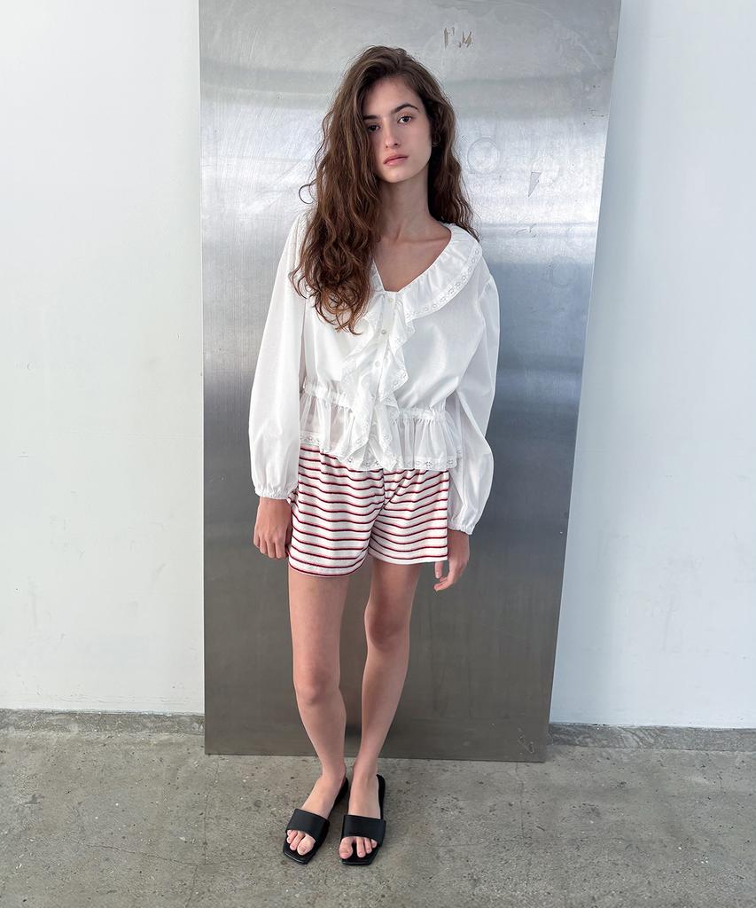 Poeteuseoul Cozy Stripe Shorts_Red
