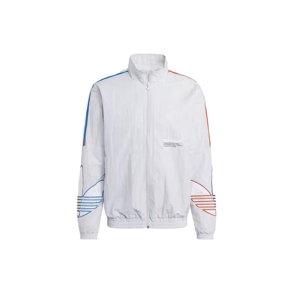 Adidas Originals Logo Striped Casual Zip-Up Jacket Men Jacket White GN3583