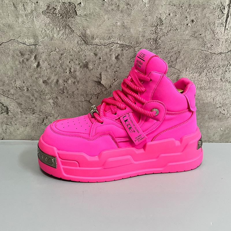 Fashion Men's Platform High Top Casual Shoes Korean Student Comfortable Soft Bottom Sneakers Versatile Trend Board Shoes Tenis Masculino