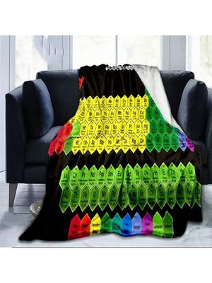 Color Periodic Table Pattern Flannel Throw Blanket Neon Theme Fashion Soft Warm Blanket Home Sofa Bed Decor Student Gifts