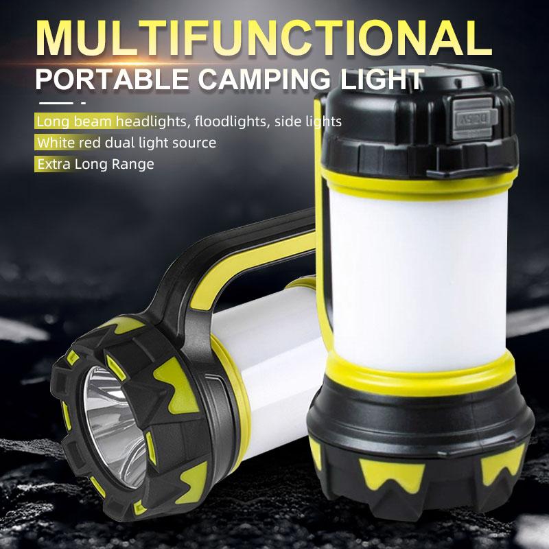 Portable Camping Lantern Lamp T6 Beads Flashlight USB Rechargeable Waterproof Emergency Outdoor Searchlight with COB Sidelight