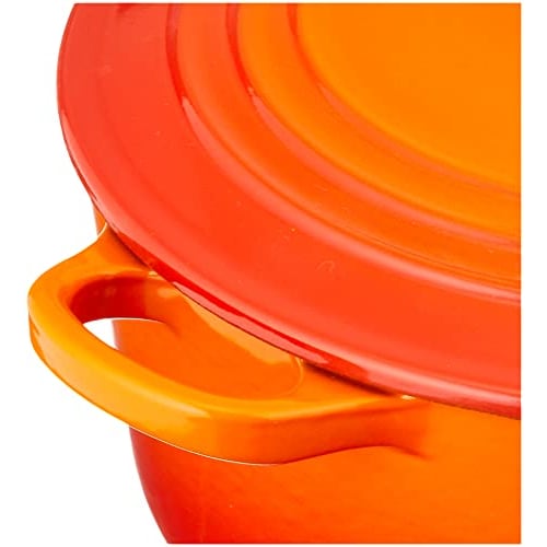 Le Creuset Cocotte Ronde, 22 cm, Orange, Cast Iron Enamel Pot with Recipe Book (Includes .co.jp Exclusive) - Gas, Induction, Oven, and Dishwasher Safe