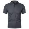 Men's Short Sleeve Collar Polo Shirts Summer Solid Color Casual Polo Shirt Trendy Breathable Loose Basic Splice Oversize Top