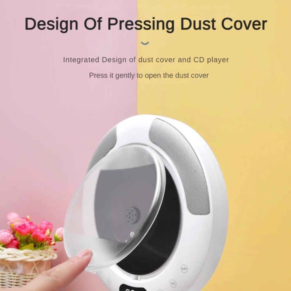 Wall Mounted Bluetooth CD Player Equipped with Dust Cover and Dual Horn Speaker Household CD Album Radio 10W 185*185*33mm