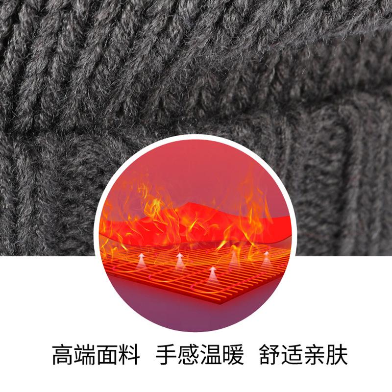 Hat Men's Autumn and Winter Warm Fleece Ear Protectors Short Brim Wool Hat Outdoor Riding Windproof Knitted Hat Winter Men's