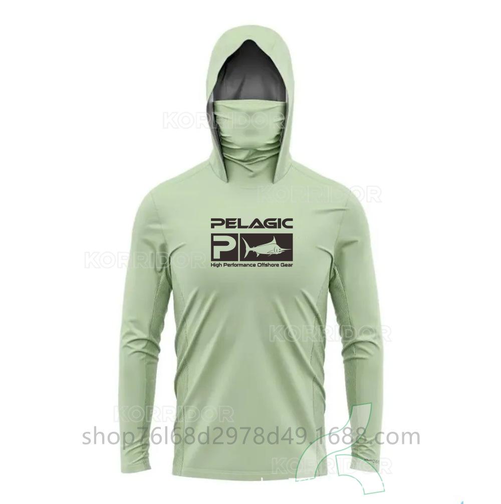 Pelagic Long Sleeve Fishing Suit Ice Silk Face Towel Hoodie Quick Drying Breathable Sunscreen Thin T-Shirt UPF50 +