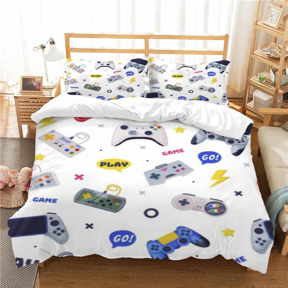 Trösterbezug-Set, 3D-Gamepad-Druck, Bettbezug, Polyester, Heimtextilien, für Jungen und Mädchen, Einzelbett-Kissenbezug