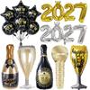 Black Gold Happy New Year 2027 Whisky Beer Champagne Wine Bottle Inflatable Aluminum Foil Balloon New Year's Eve Party Decor